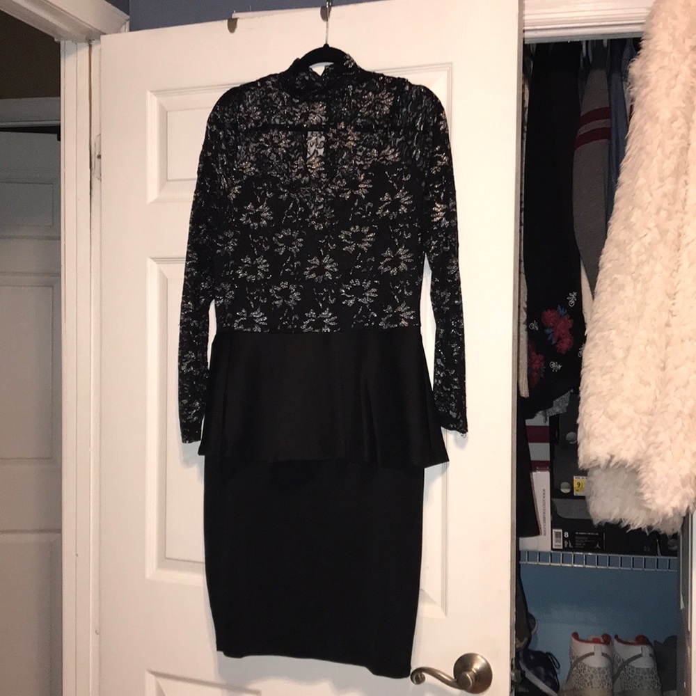 Black Peplum Lace dress